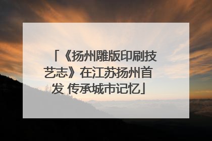 《扬州雕版印刷技艺志》在江苏扬州首发 传承城市记忆