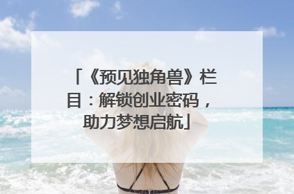 《预见独角兽》栏目：解锁创业密码，助力梦想启航
