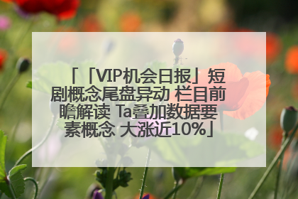 「VIP机会日报」短剧概念尾盘异动 栏目前瞻解读 Ta叠加数据要素概念 大涨近10%