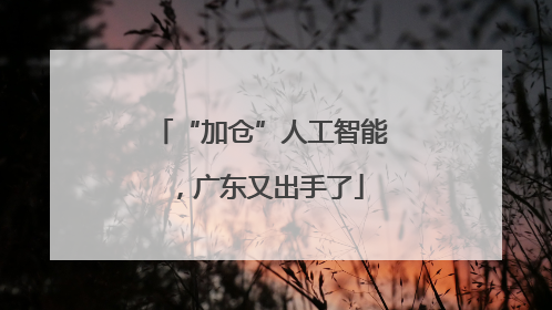 “加仓”人工智能，广东又出手了