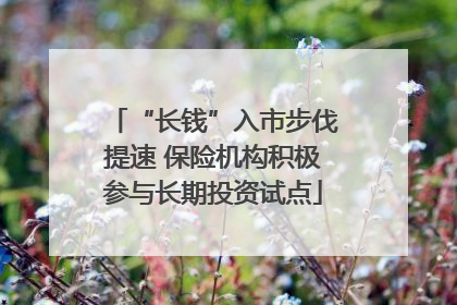 “长钱”入市步伐提速 保险机构积极参与长期投资试点