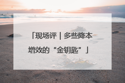 现场评｜多些降本增效的“金钥匙”