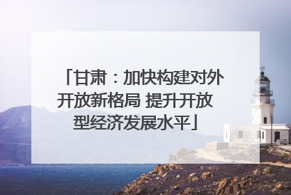 甘肃：加快构建对外开放新格局 提升开放型经济发展水平
