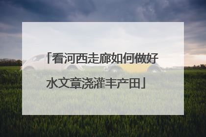 看河西走廊如何做好水文章浇灌丰产田