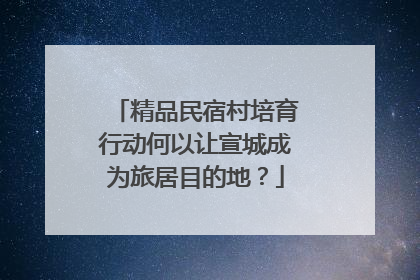 精品民宿村培育行动何以让宣城成为旅居目的地？
