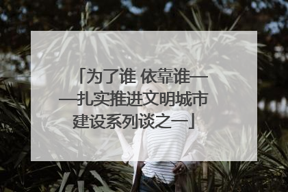 为了谁 依靠谁——扎实推进文明城市建设系列谈之一