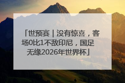 世预赛｜没有惊喜，客场0比1不敌印尼，国足无缘2026年世界杯