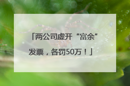两公司虚开“富余”发票，各罚50万！