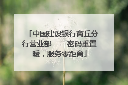 中国建设银行商丘分行营业部——密码重置暖，服务零距离