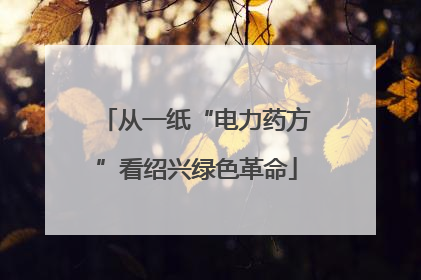 从一纸“电力药方”看绍兴绿色革命