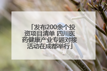 发布200余个投资项目清单 四川医药健康产业专题对接活动在成都举行