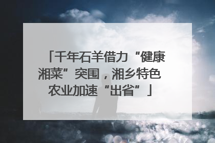 千年石羊借力“健康湘菜”突围，湘乡特色农业加速“出省”