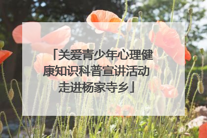 关爱青少年心理健康知识科普宣讲活动走进杨家寺乡