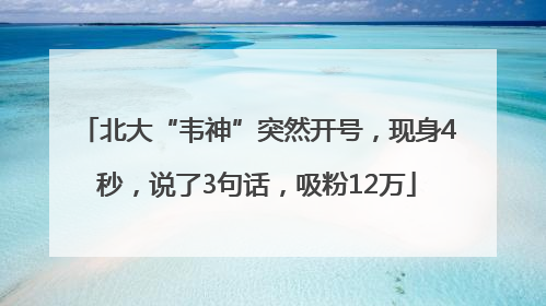 北大“韦神”突然开号，现身4秒，说了3句话，吸粉12万