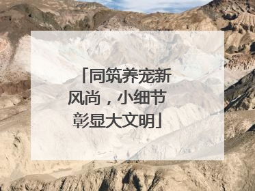 同筑养宠新风尚，小细节彰显大文明