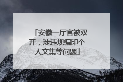 安徽一厅官被双开，涉违规编印个人文集等问题
