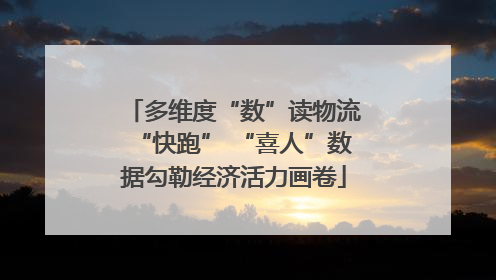 多维度“数”读物流“快跑” “喜人”数据勾勒经济活力画卷