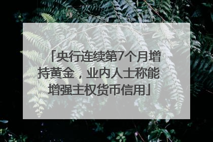 央行连续第7个月增持黄金，业内人士称能增强主权货币信用