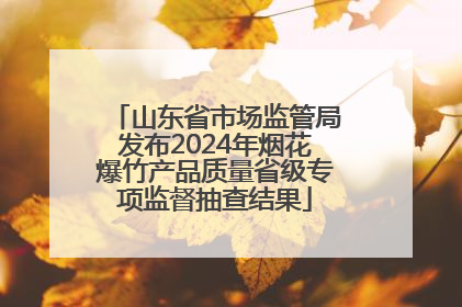 山东省市场监管局发布2024年烟花爆竹产品质量省级专项监督抽查结果
