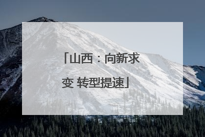 山西：向新求变 转型提速