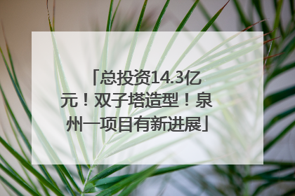 总投资14.3亿元！双子塔造型！泉州一项目有新进展