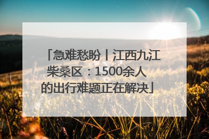 急难愁盼丨江西九江柴桑区：1500余人的出行难题正在解决