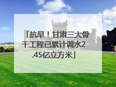 抗旱！甘肃三大骨干工程已累计调水2.45亿立方米