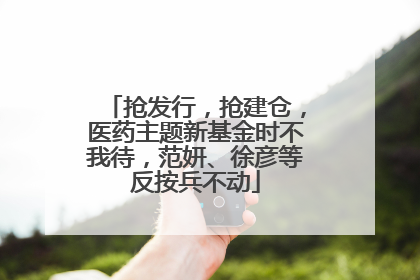 抢发行，抢建仓，医药主题新基金时不我待，范妍、徐彦等反按兵不动