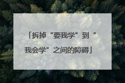 拆掉“要我学”到“我会学”之间的障碍