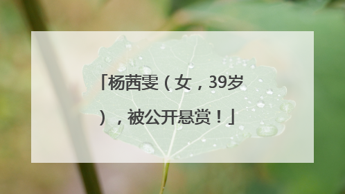 杨茜雯（女，39岁），被公开悬赏！