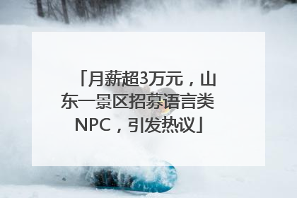 月薪超3万元，山东一景区招募语言类NPC，引发热议