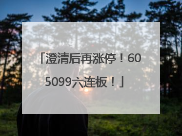澄清后再涨停！605099六连板！