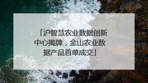 沪智慧农业数据创新中心揭牌，金山农业数据产品首单成交