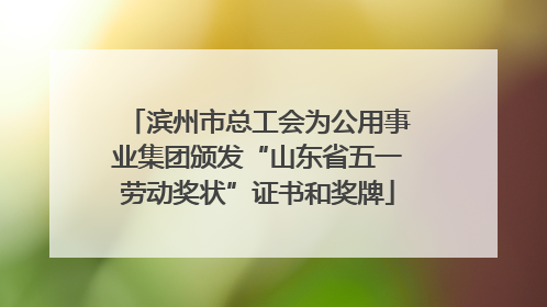 滨州市总工会为公用事业集团颁发“山东省五一劳动奖状”证书和奖牌