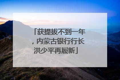 获提拔不到一年，内蒙古银行行长洪少平再履新