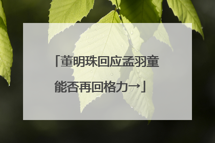 董明珠回应孟羽童能否再回格力→