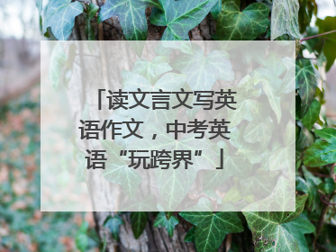 读文言文写英语作文，中考英语“玩跨界”