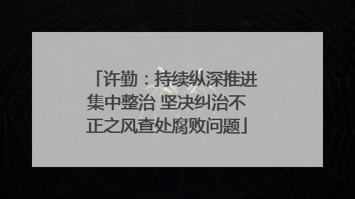 许勤：持续纵深推进集中整治 坚决纠治不正之风查处腐败问题