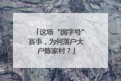 这场“国字号”赛事，为何落户大户陈家村？