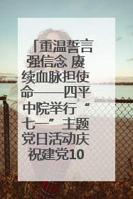重温誓言强信念 赓续血脉担使命——四平中院举行“七一”主题党日活动庆祝建党104周年