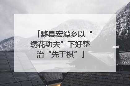 黟县宏潭乡以“绣花功夫”下好整治“先手棋”