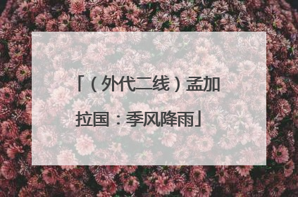 （外代二线）孟加拉国：季风降雨