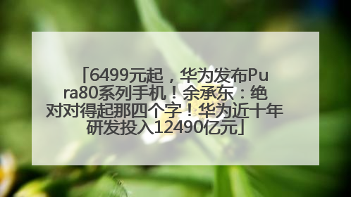 6499元起，华为发布Pura80系列手机！余承东：绝对对得起那四个字！华为近十年研发投入12490亿元