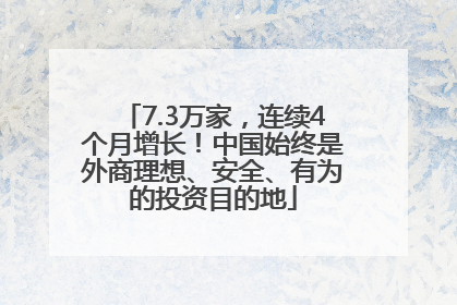 7.3万家，连续4个月增长！中国始终是外商理想、安全、有为的投资目的地